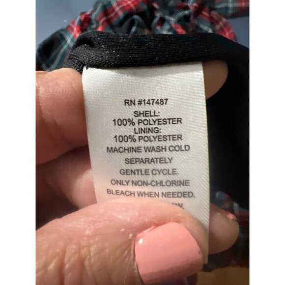 Draper James Womens Plaid Ruffle Hem Dress Drop waist Black/Red - Picture 3 of 8